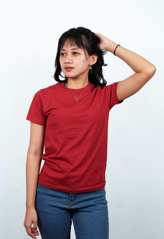 Kaos Polos Wanita Merk FGTEX - Maroon