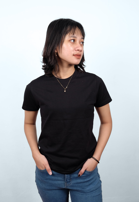 Kaos Polos Wanita Merk FGTEX - Black