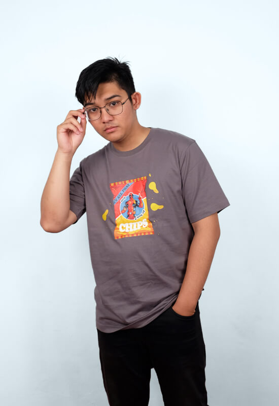 Kaos Print Marvel Deadpool Chip - Grey